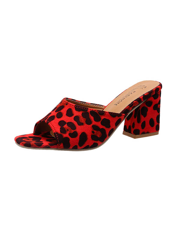 Leopard Open Toe Slippers Pumps Sandals
