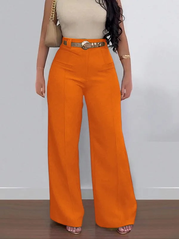 Women's Plain Pocket Wide Leg Pants