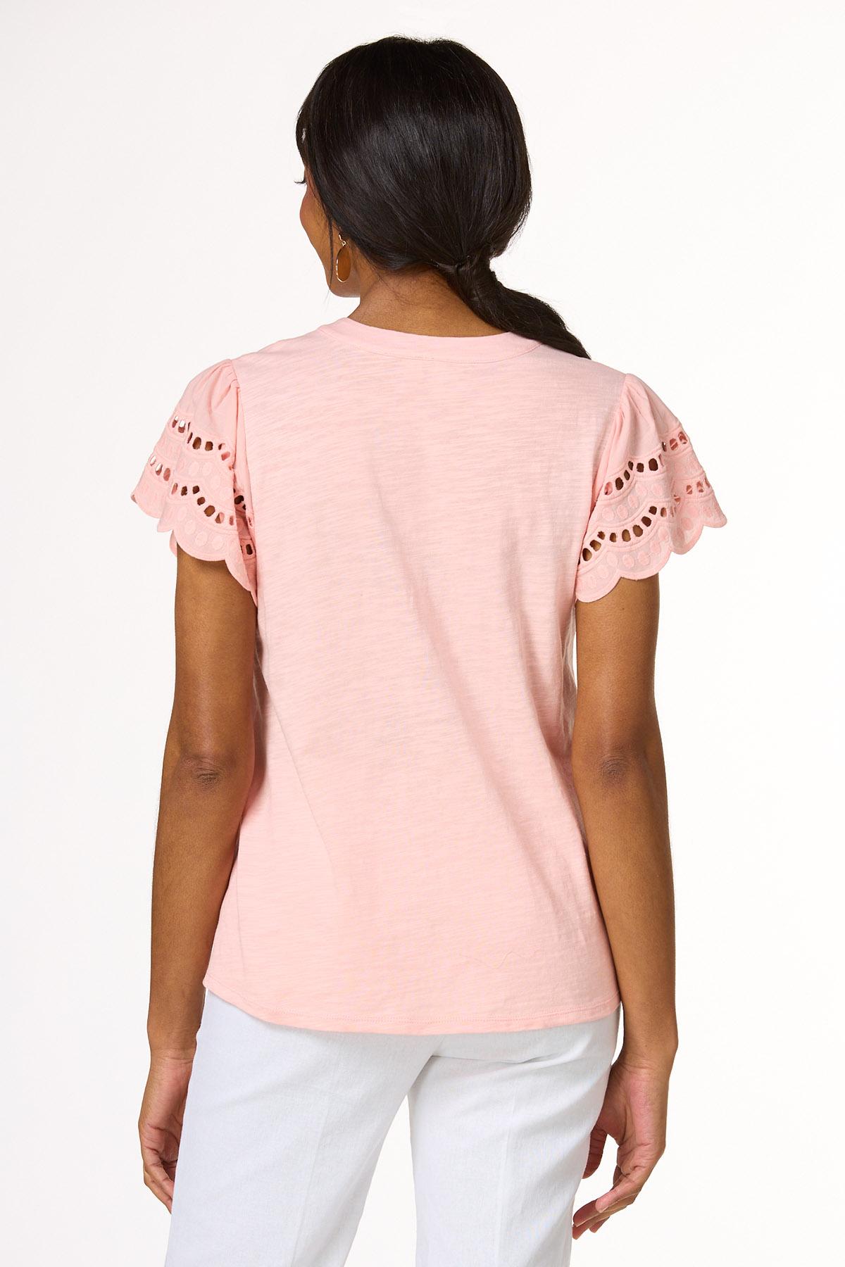 Eyelet Flutter Sleeve Top