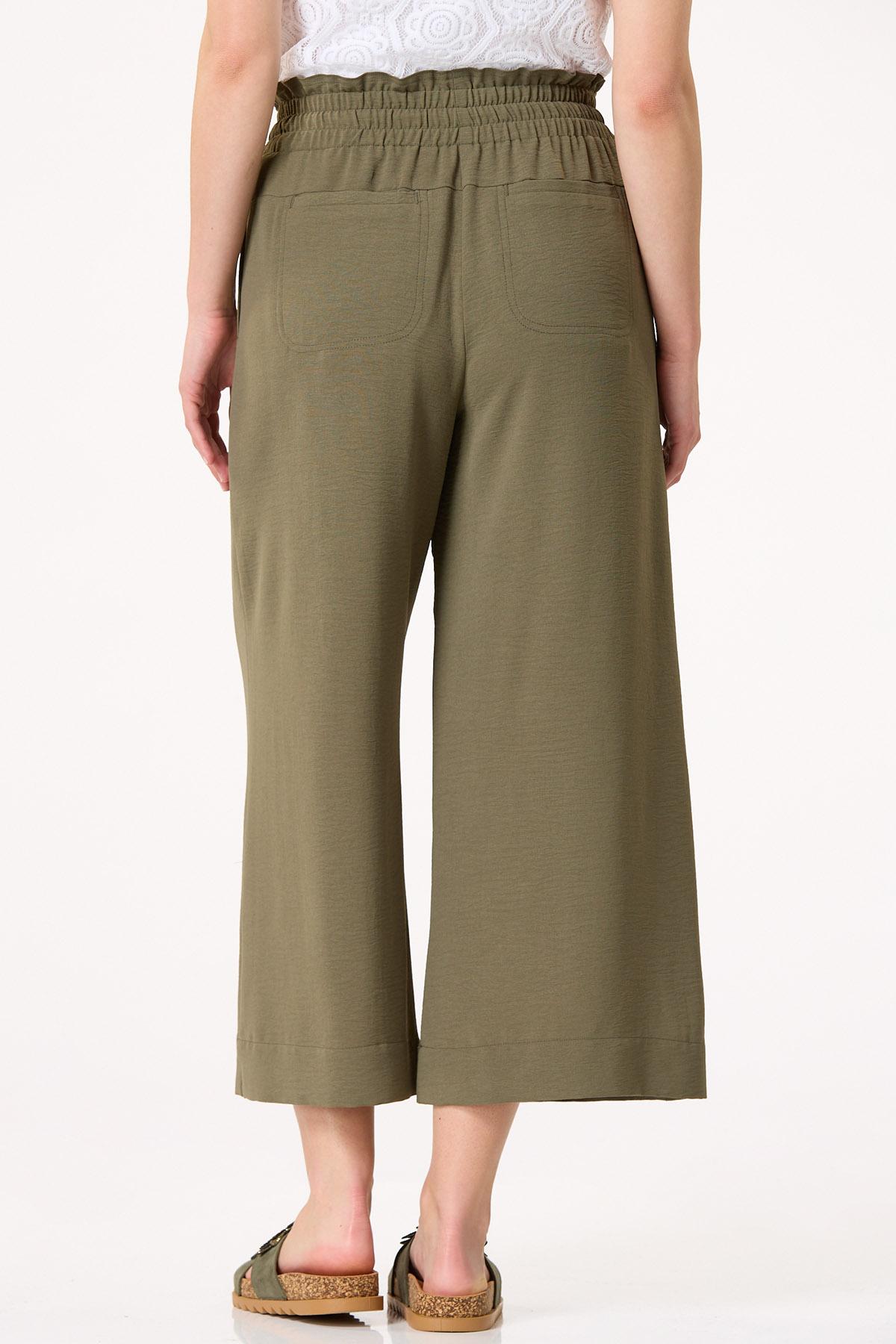 Drawstring Paperbag Waist Cropped Pants