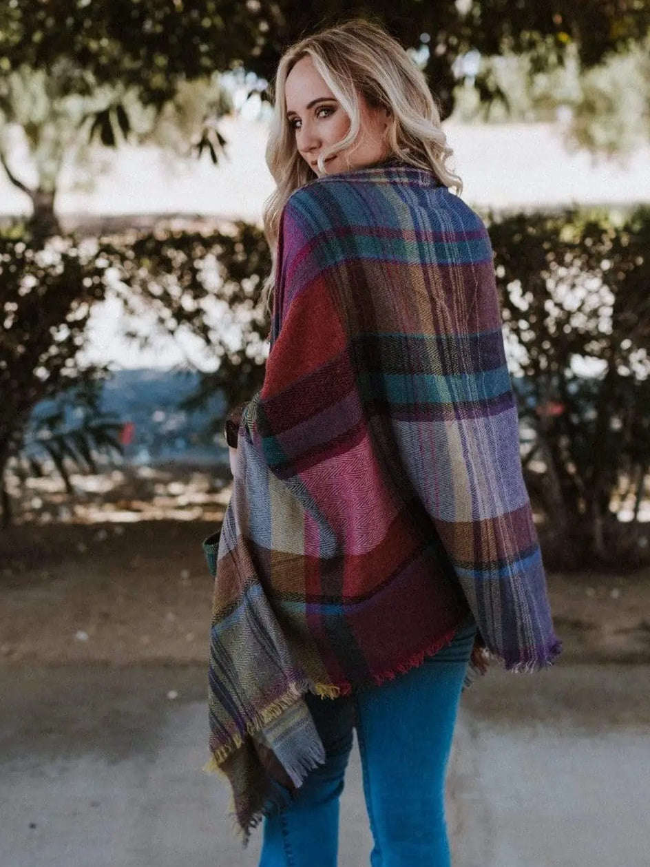 Plaid Pocket Ruana Wrap