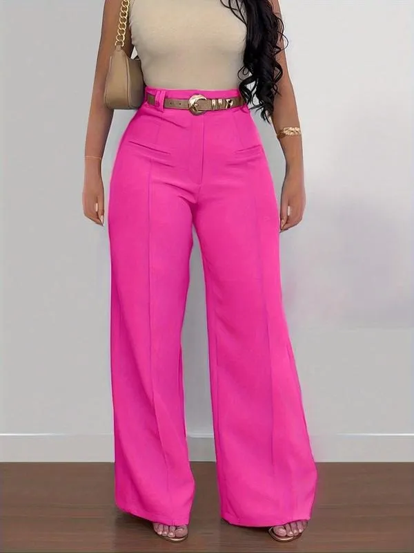 Women's Plain Pocket Wide Leg Pants