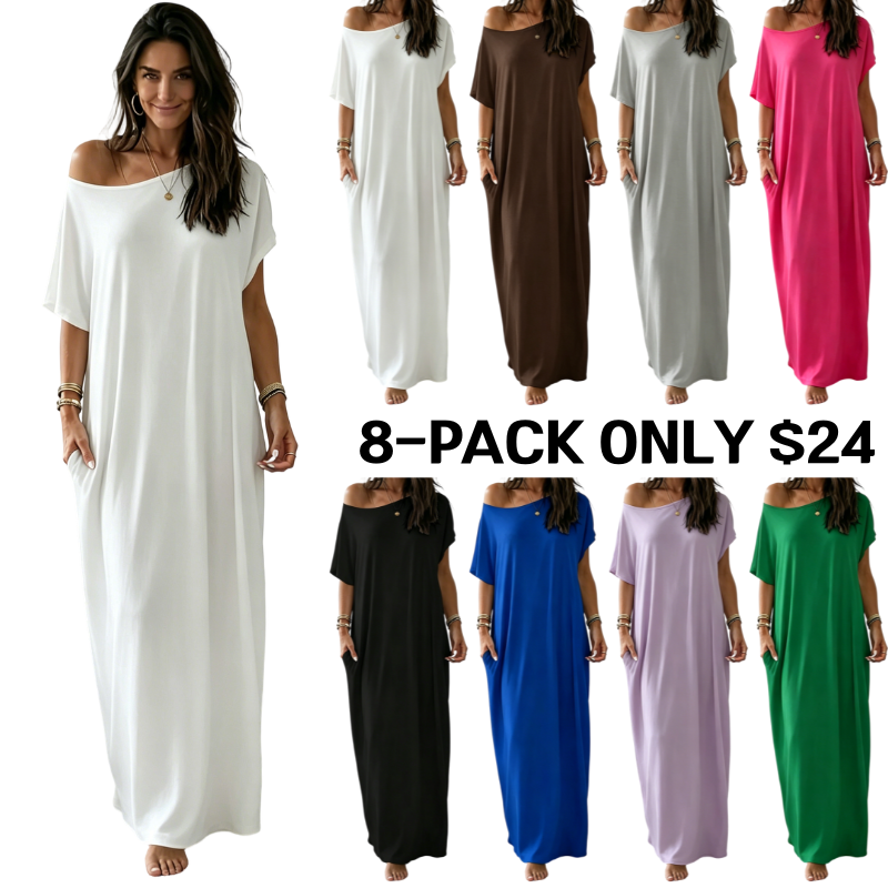 Women's Solid Color Batwing Sleeve Lounge Dress