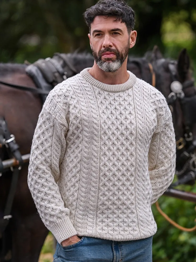 Men's Vintage Traditional Aran Sweater