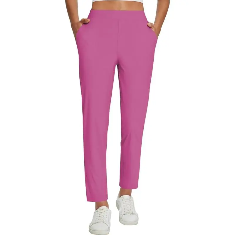 Women's Lightweight Breathable Soft  Ankle Pants Business Casual Summer Silky with Zipper Pockets Stretch Petite