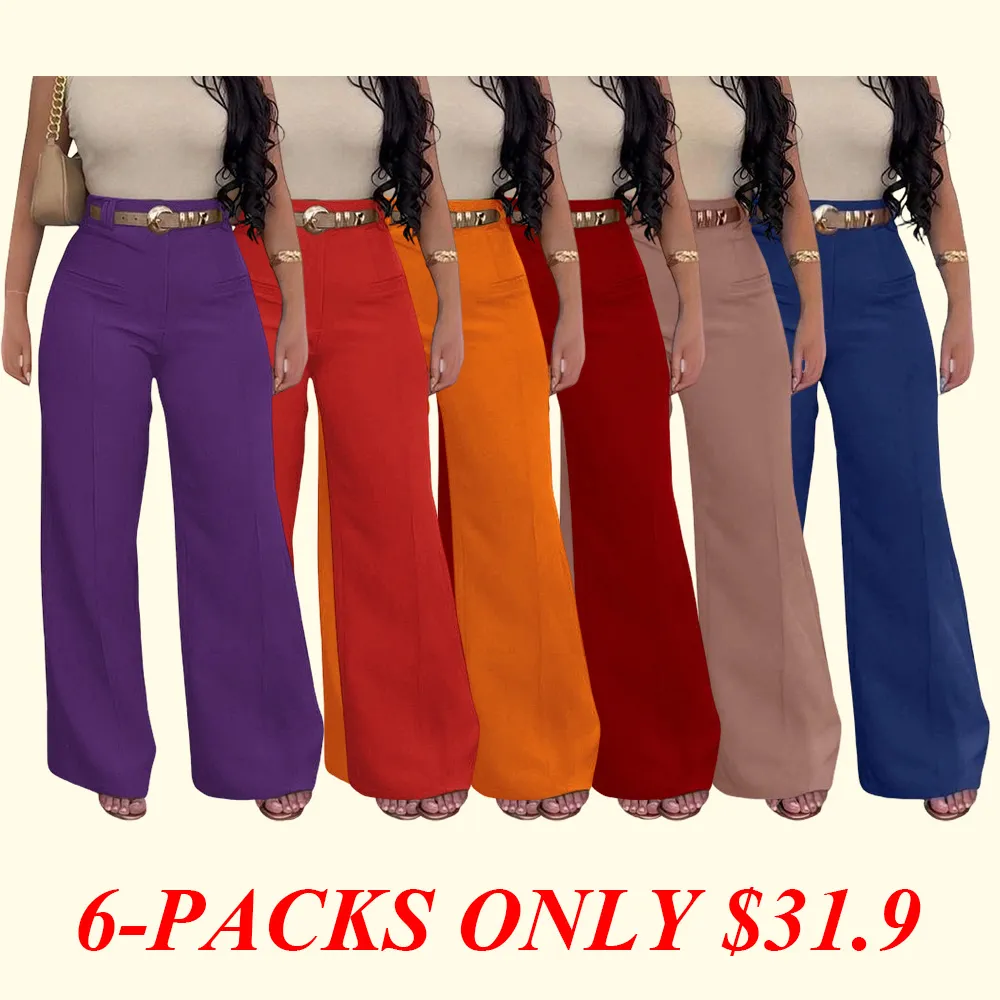 Women's Plain Pocket Wide Leg Pants