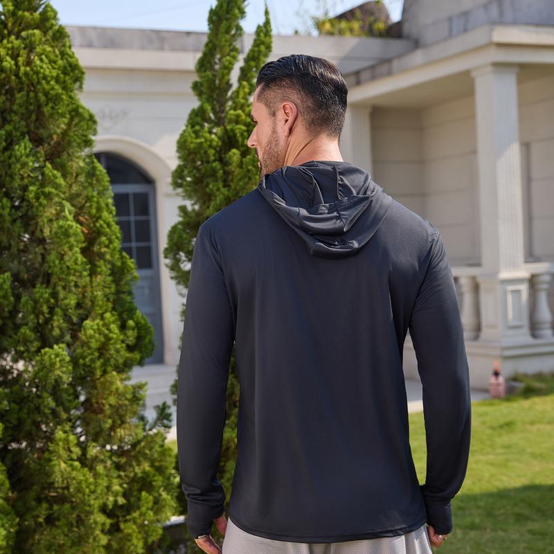 Men’s UPF 50+ Sun Protection Hooded Fishing Shirt with Face Mask