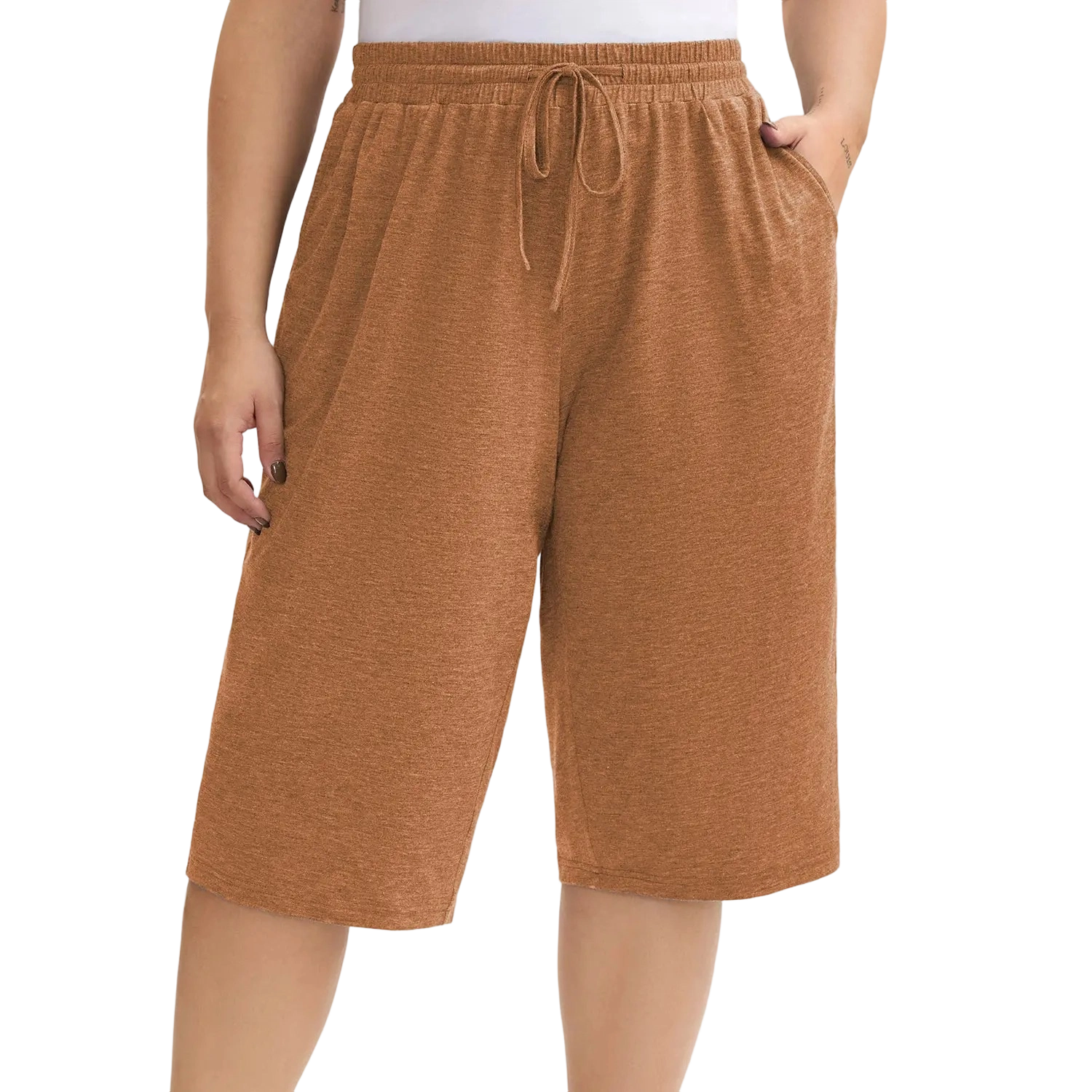 👖Women’s Relaxed Wide-Leg Capri Lounge Pants with Drawstring Pockets