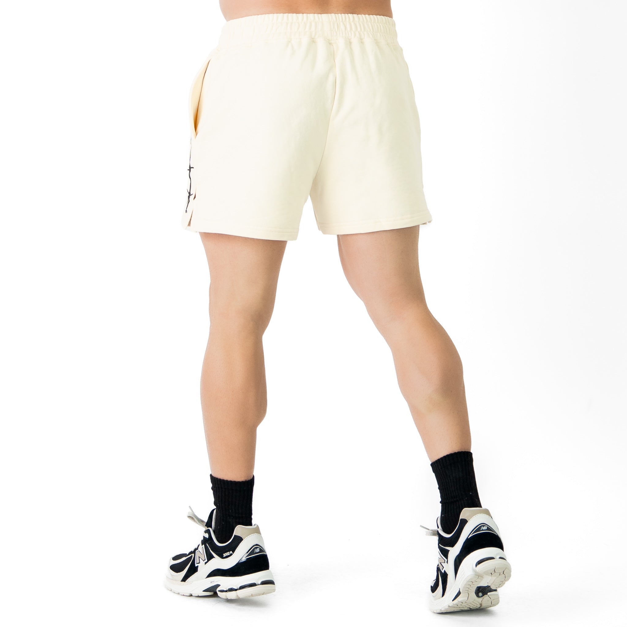 COTTON SHORTS (MID THIGH CUT) BARBWIRE - CREAM / BLACK