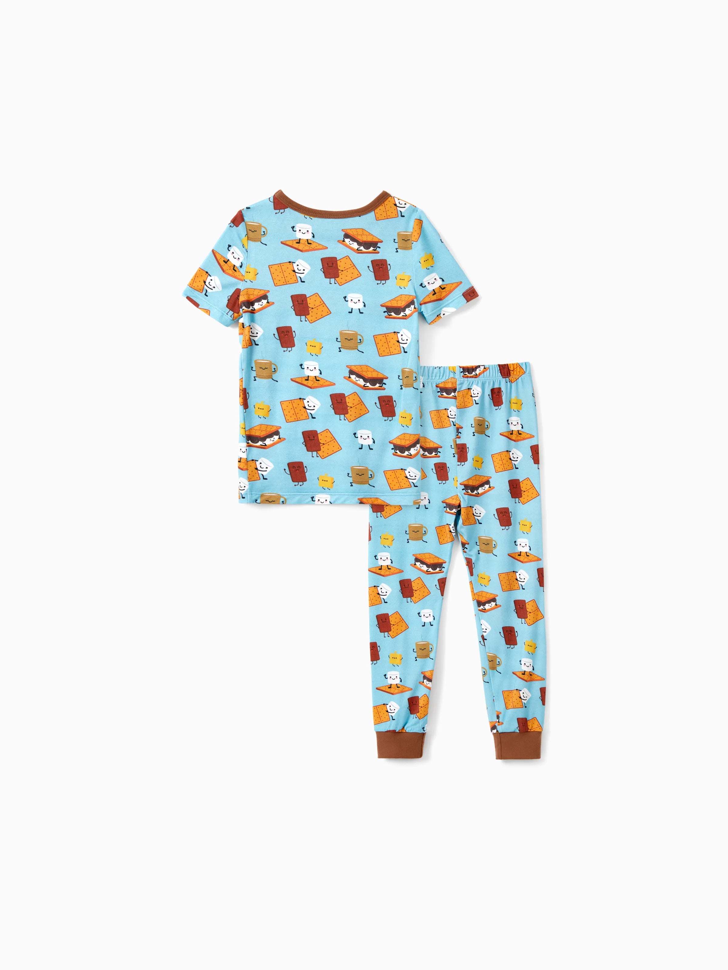 Bamboo Family PJs Cute Print Short Sleeve & Long Pants Sleepwear Matching Pajama set (Snug-Fitting for Children) Green