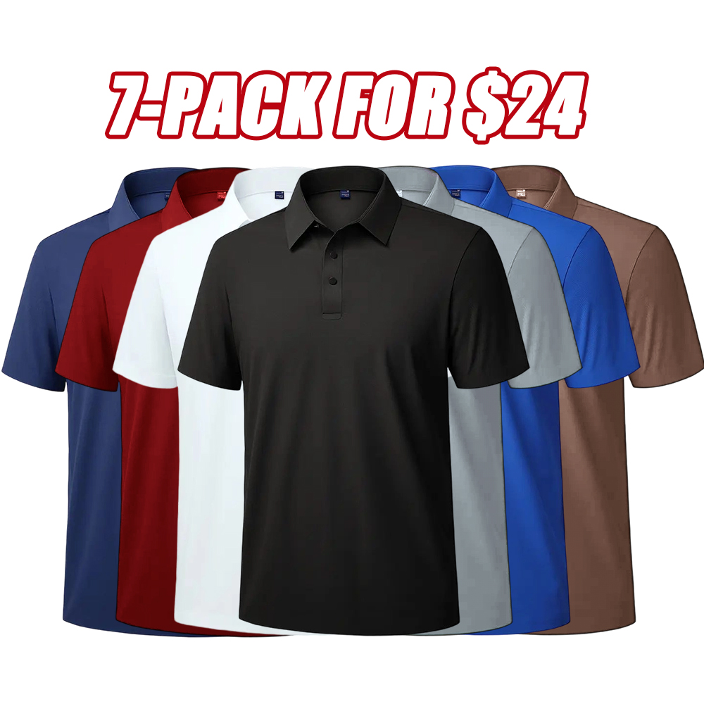 Men's Pique Polo Shirt Dry Fit Golf Shirts Short Sleeve Moisture Wicking Slightly Stretchy Casual Business Wear