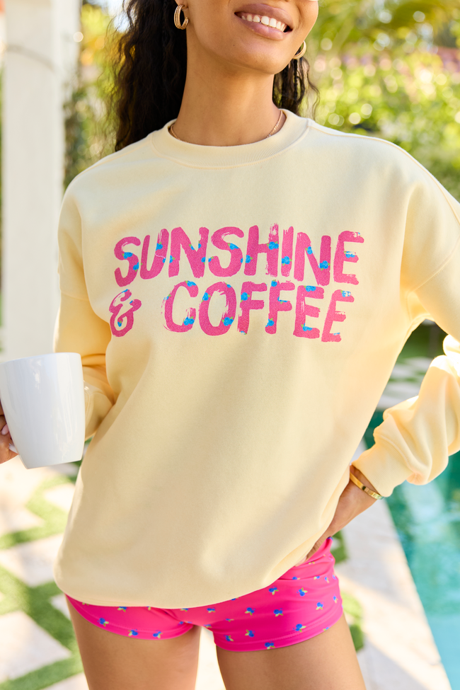 Sunshine and Coffee Yellow Graphic Sweatshirt