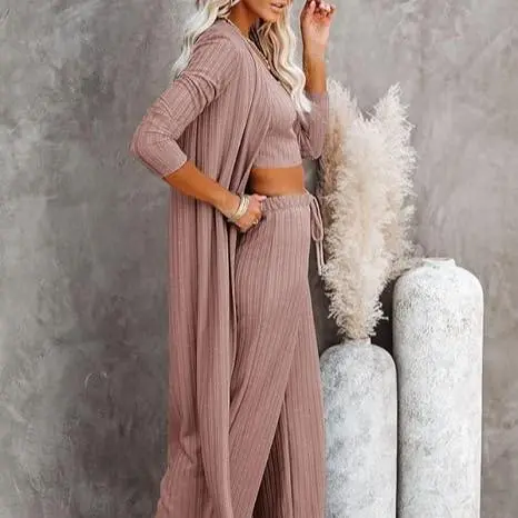 Women’s 3-Piece Loungewear Set with Cardigan