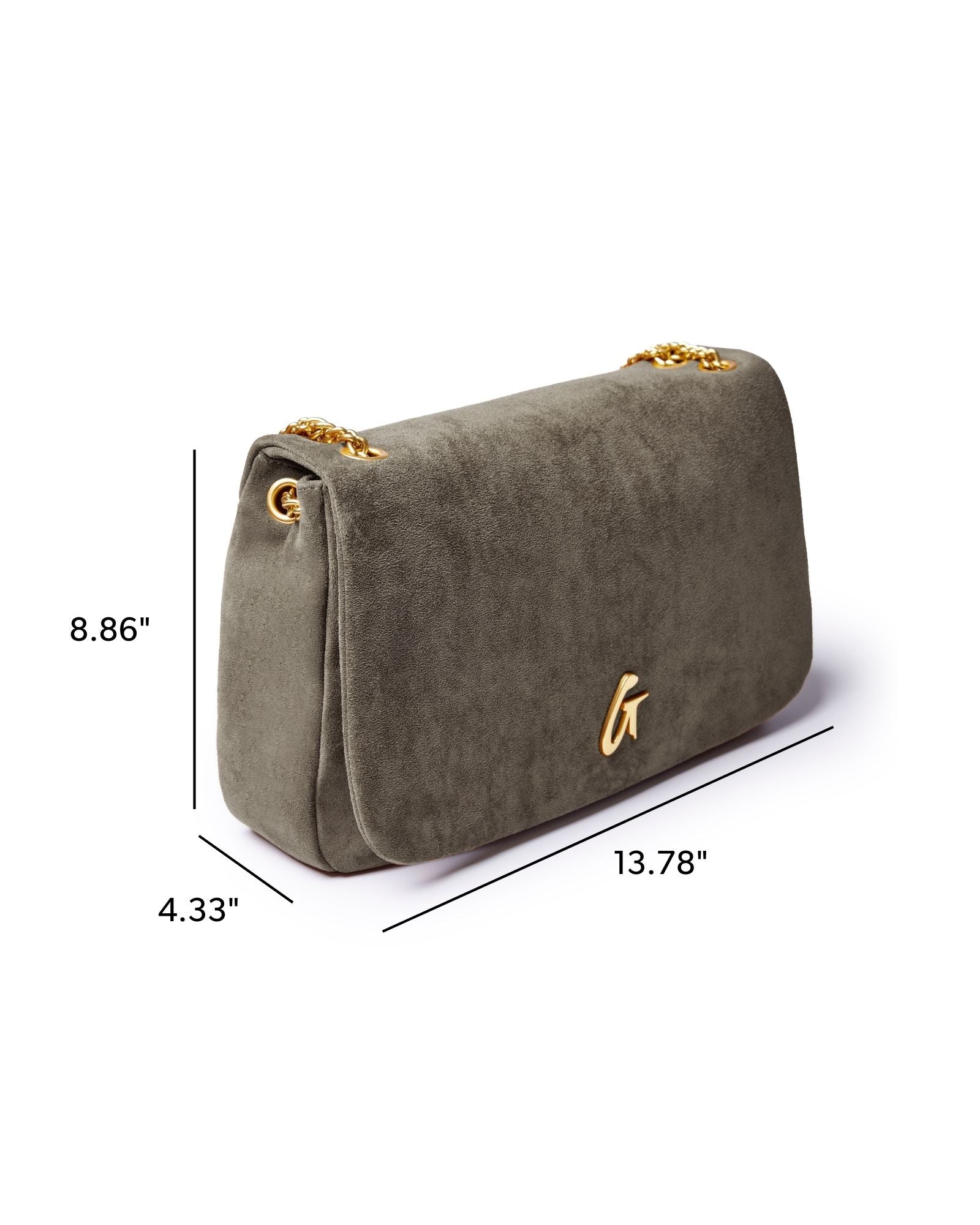MEDIUM SUEDE FLAP BAG - OLIVE GREEN