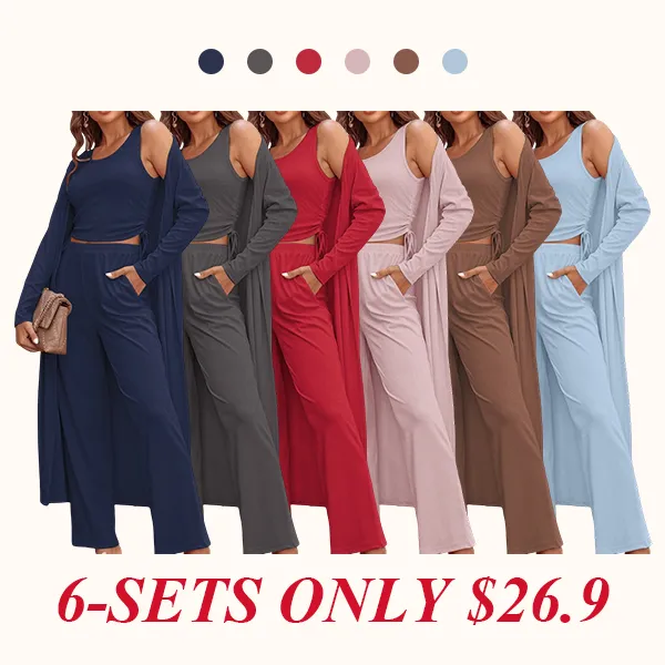 Women's Lightweight Sleepwear 3-Piece Set Sportswear