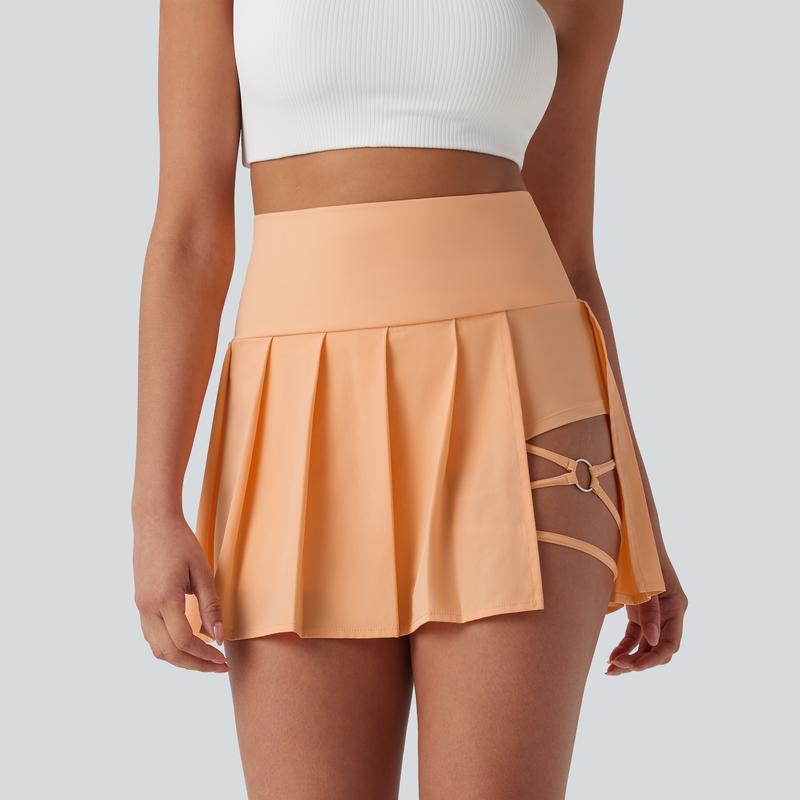 High-Waisted Pleated 2-in-1 Active Mini Skirt with Shorts