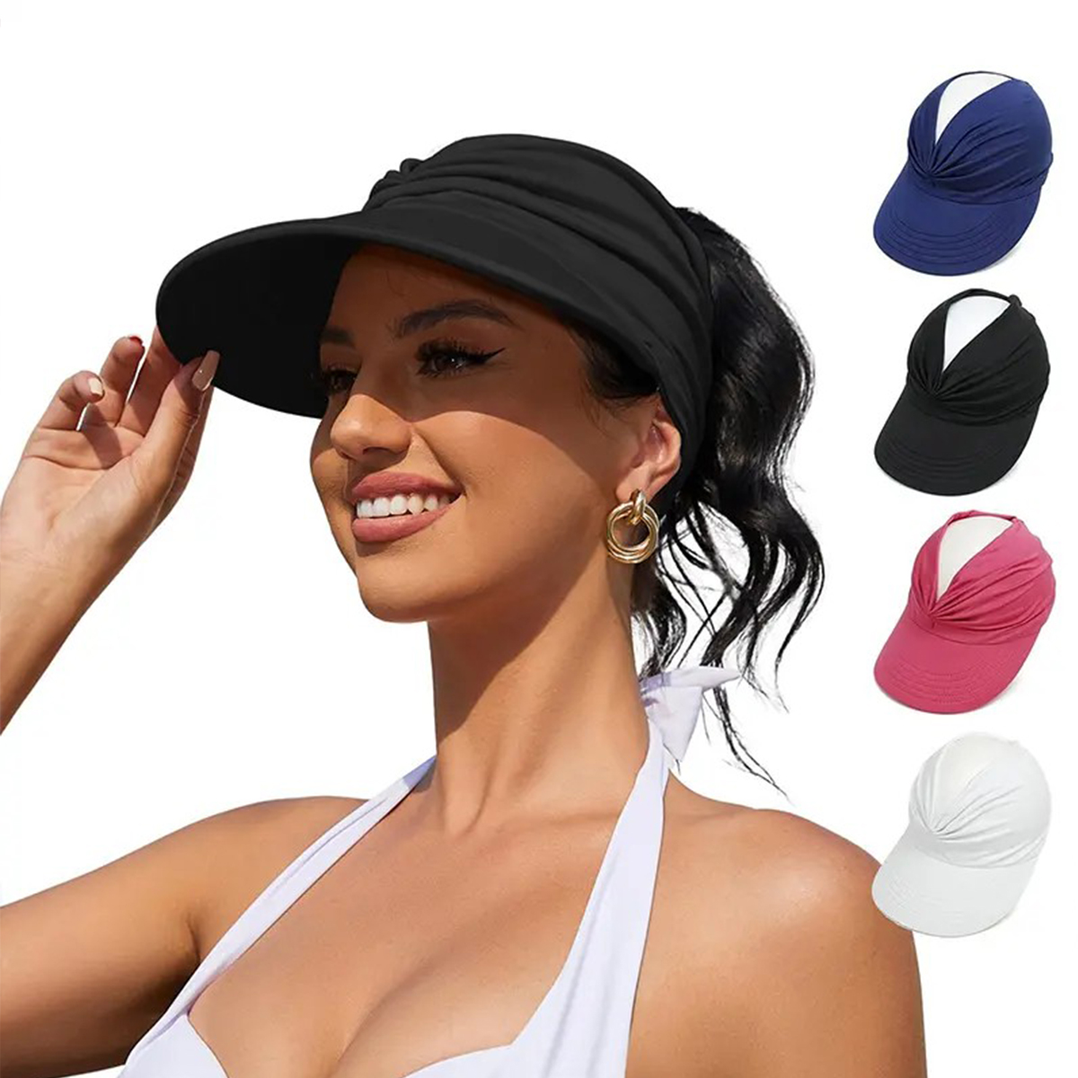 Women's UPF 50+ UV Protection Sun Visor HatI Sun SafeTok That Gir | Aesthetic High PonytailWide Brim Hat | Birthday Gift for Her Beach Golf Hiking Outdoor Daily Casual Wear