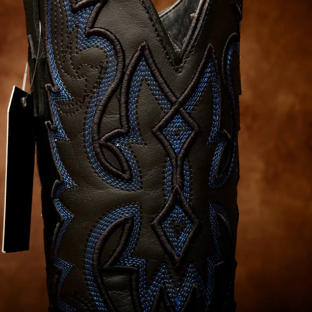 Black Ostrich Leather Boots - Square Toe