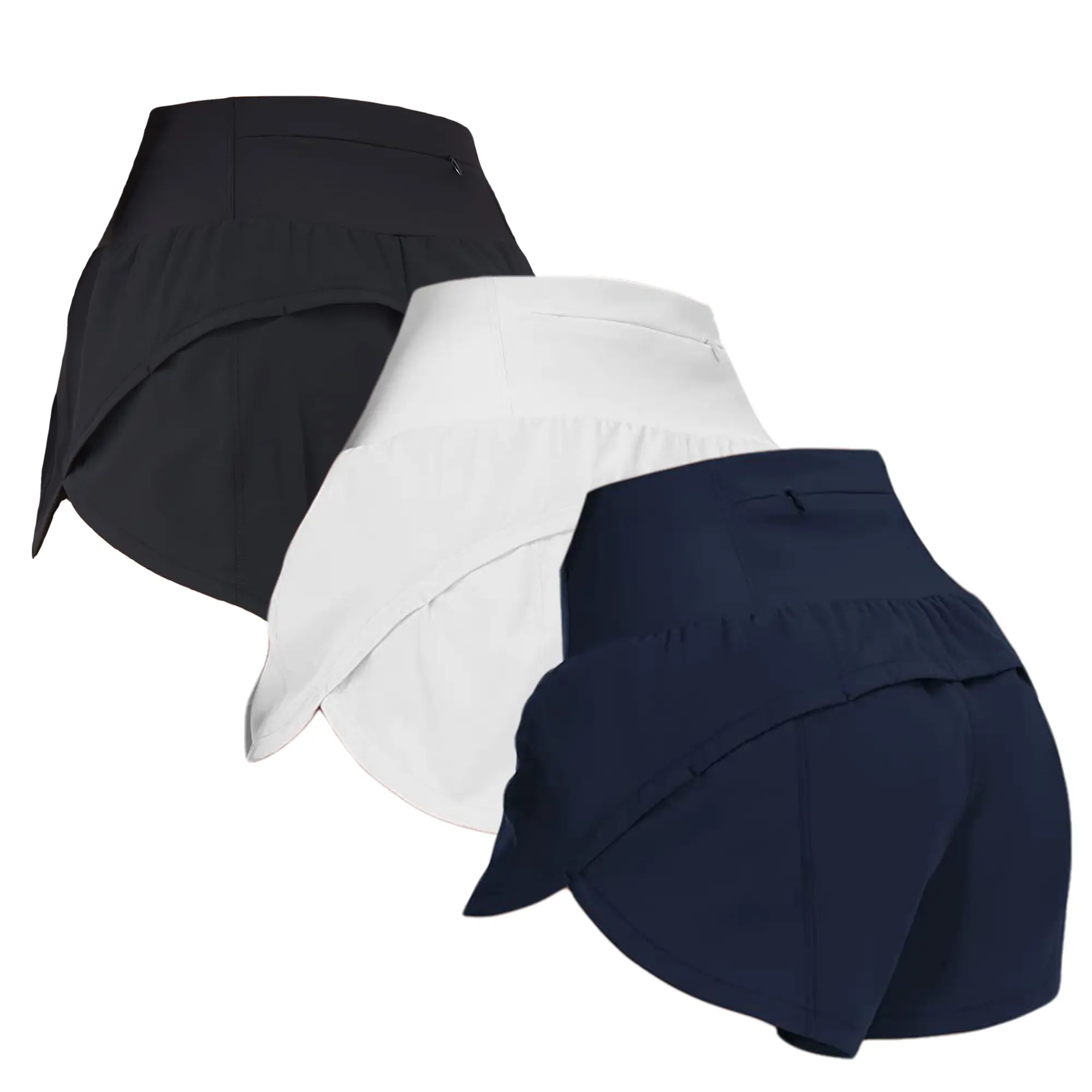 3pc Women's High-Waisted Athletic Shorts with Pockets