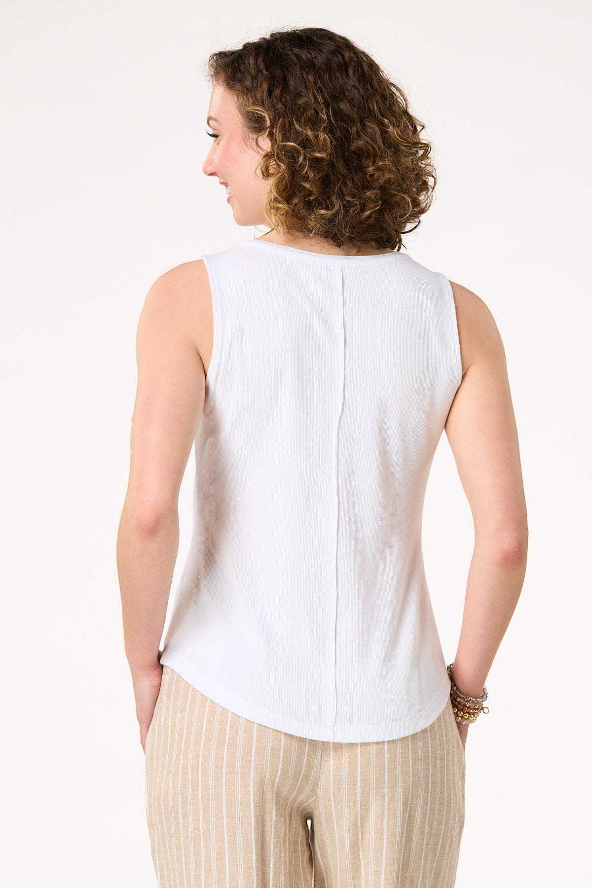 Ribbed Button Neck Tank