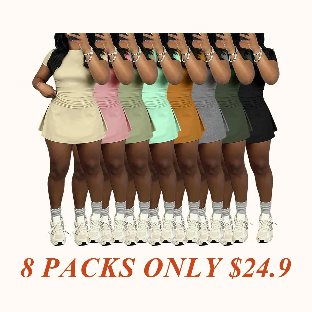 Women's Short Sleeve Casual Sporty Set, 2-Piece Women's Fashionable Daily Wear & Active Lifestyle Clothing