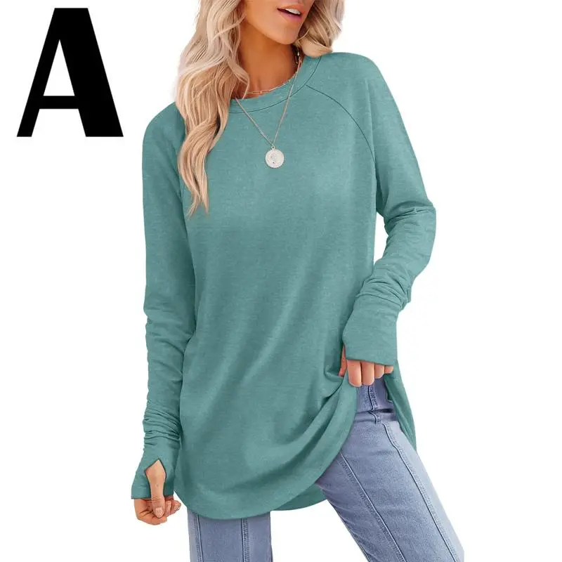 Womens Tunic Tops to Wear with Leggings Long Sleeve Thumb Hole Shirts