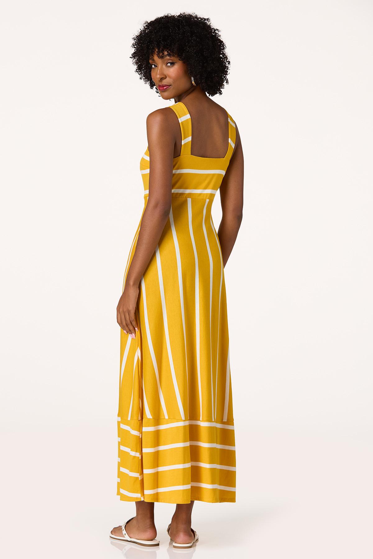 Petite Gold Stripe Maxi Dress