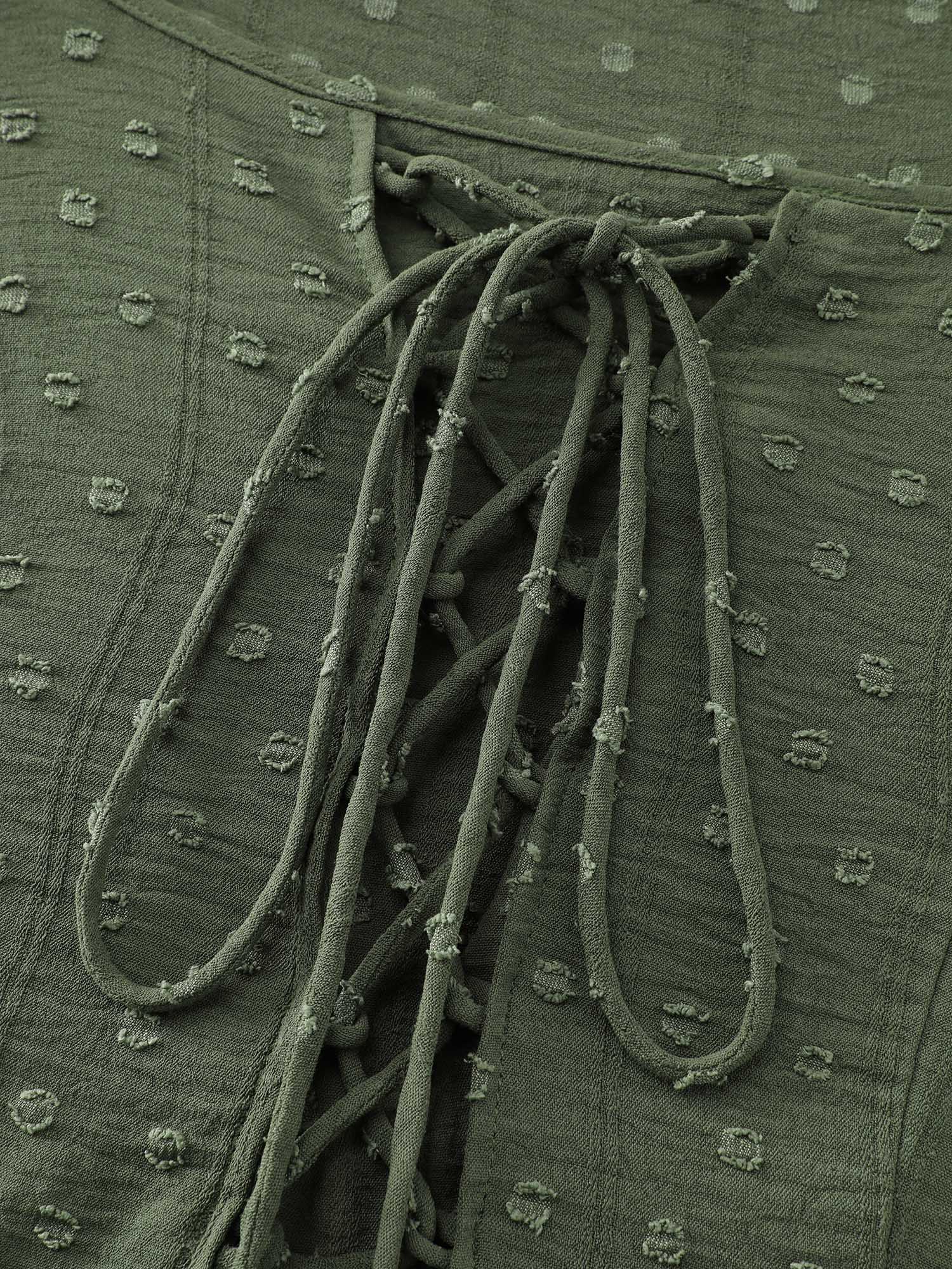 Cross-Tie Stretchy Waist Pocket Midi Dress