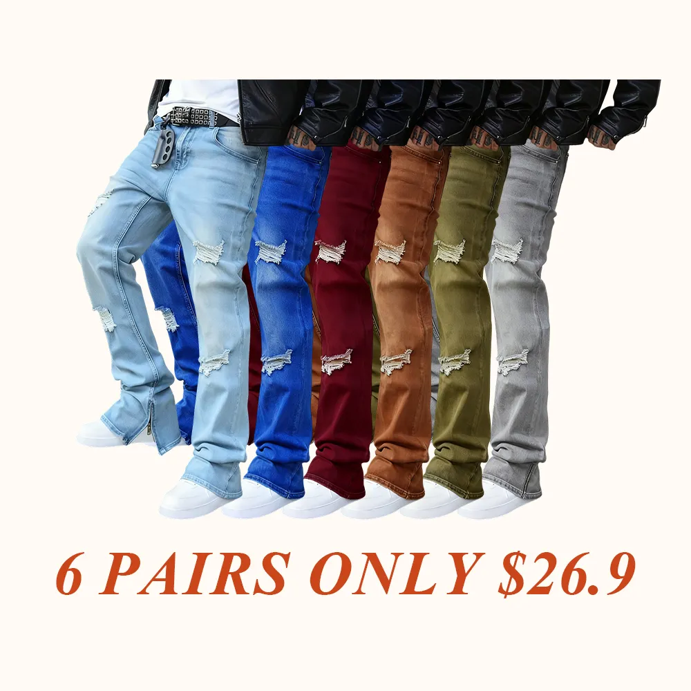 Men's Fashion Jeans, Loose Straight Casual Pants, American Retro Style, Slight Flare Design