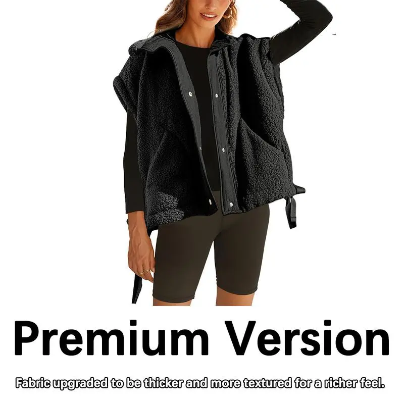 Women's Warm Fleece Vest Casual Sleeveless Button Down Sherpa Jacket
