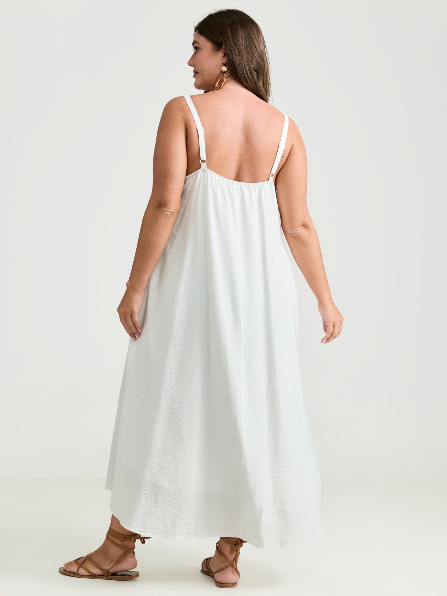 Colorful Floral Crochet Front Cami Midi Dress