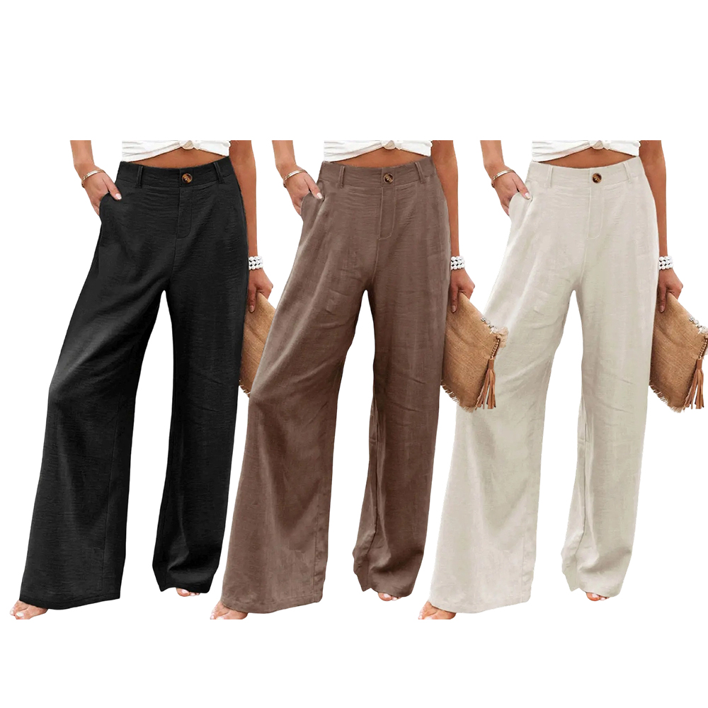 Women's Cotton Linen Pants | Summer 2026 Trendy High Waisted Wide Leg