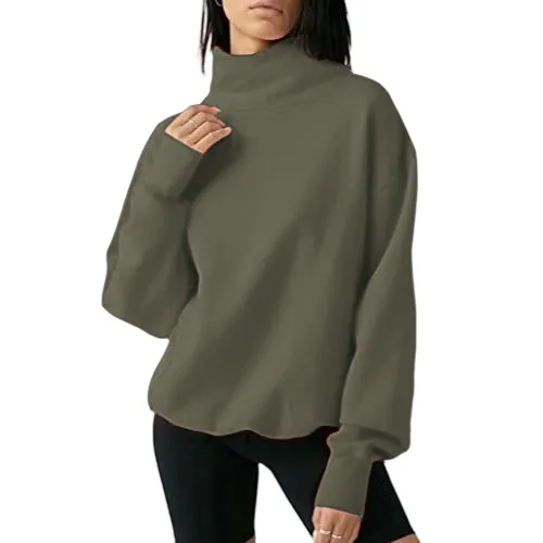Women's Oversized Turtleneck Sweatshirt Long Sleeve Pullover Casual Tops