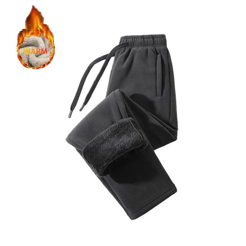 Unisex fleece-lined sweatpants with brushed interior, flat front design, zippered pockets, and a relaxed fit