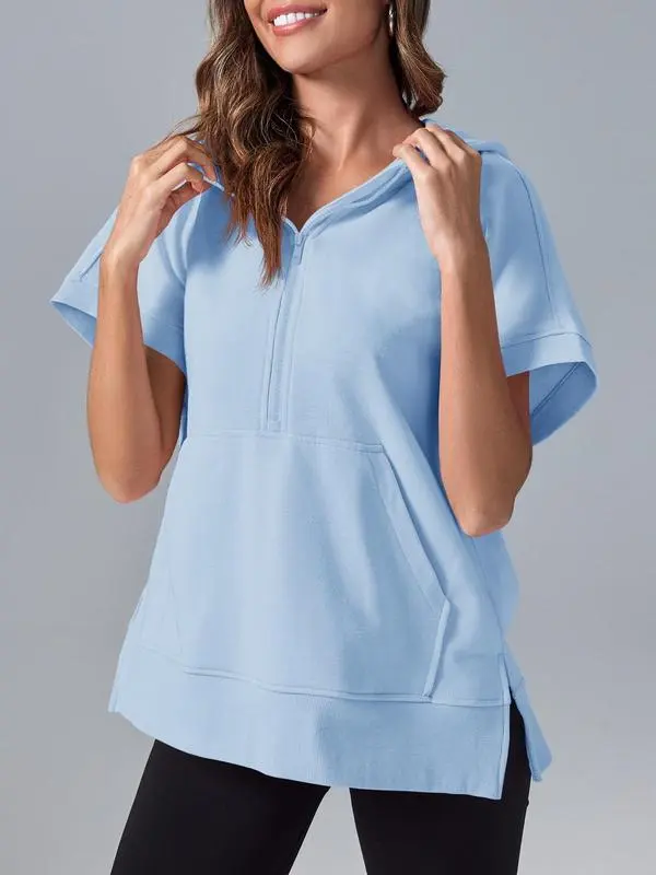 Womens Oversized Half Zip Hoodies with Pockets