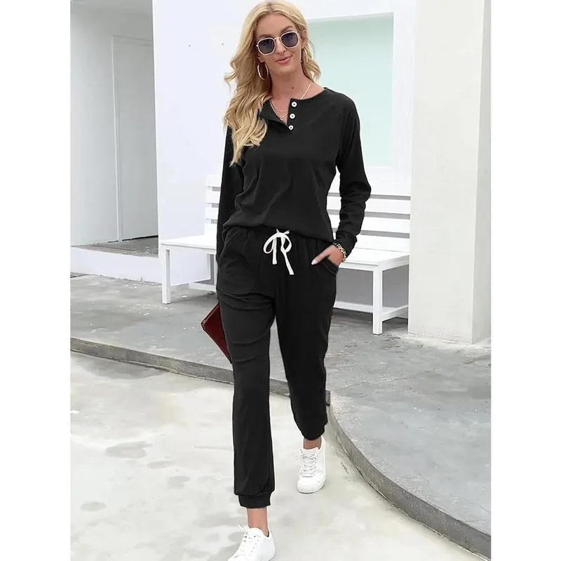 Two Piece Outfits for Women Lounge Sets Button Down Sweatshirt