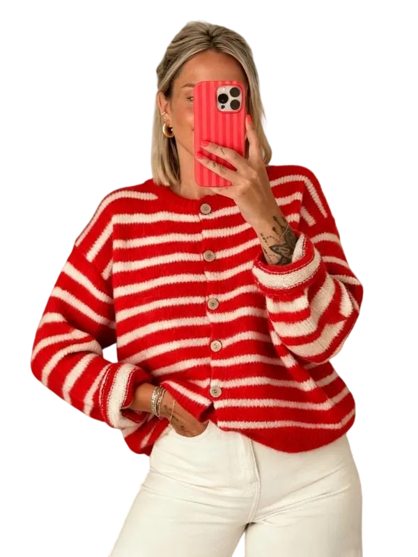 Women's Retro Striped Cardigan