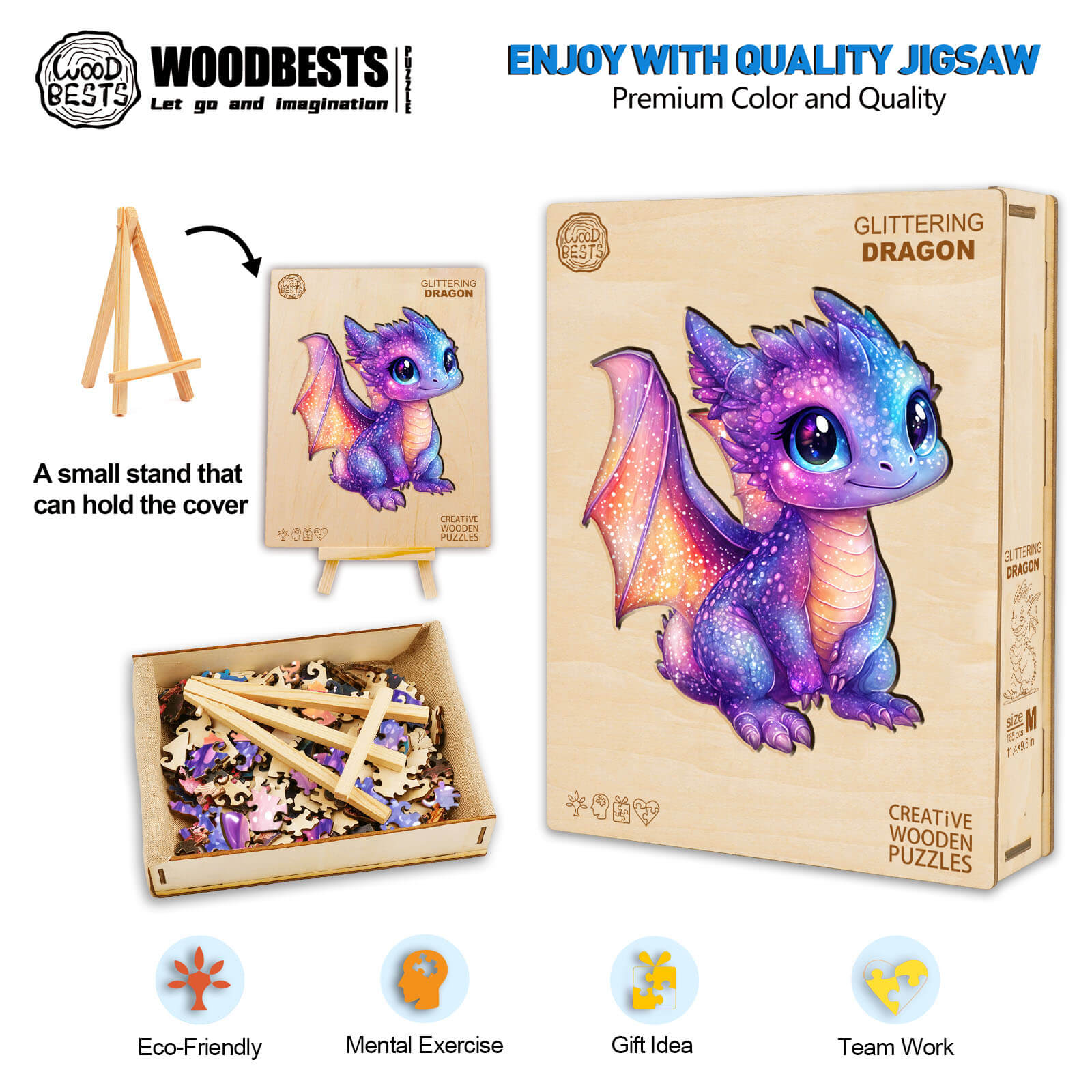 Glittering Dragon Wooden Jigsaw Puzzle