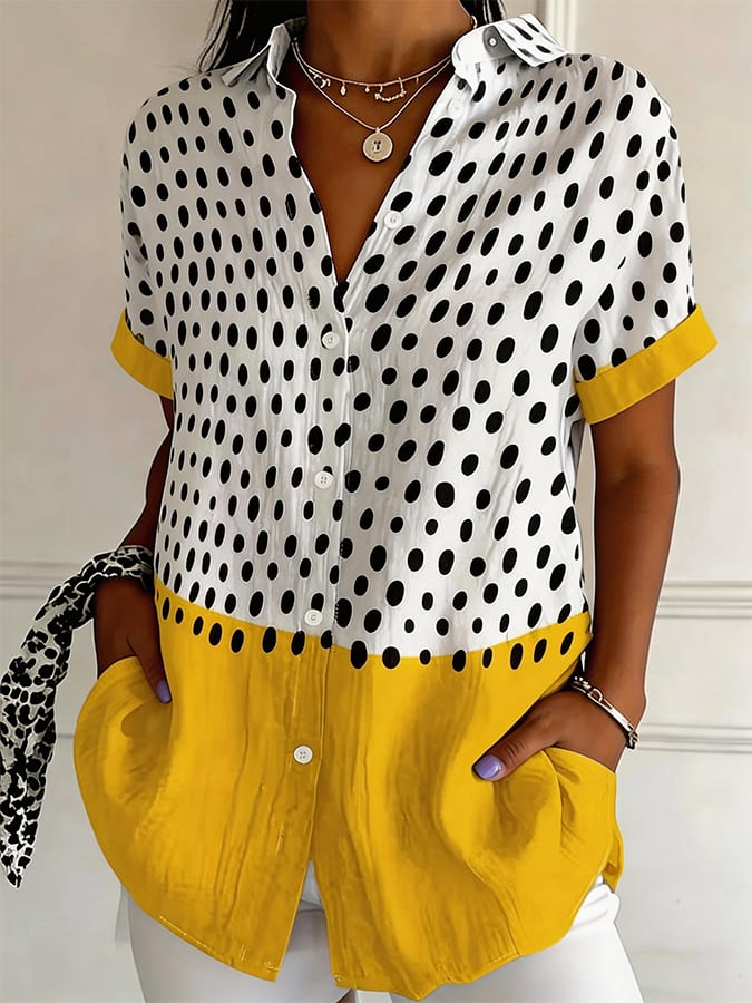 Women's Casual Collared Striped Print Shirt- Fast Shipping