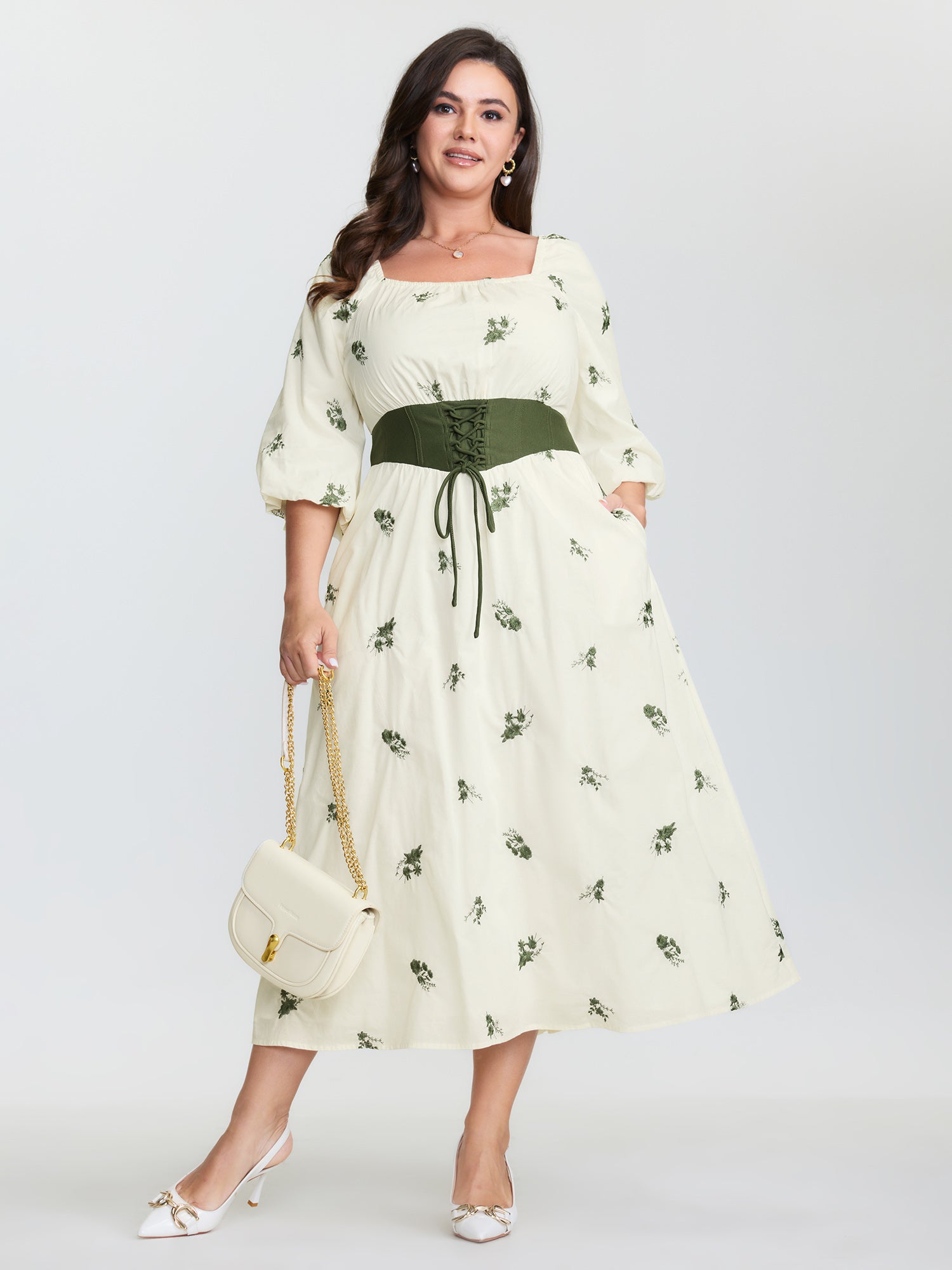 2-in-1 Embroidered Tulle Maxi Dress