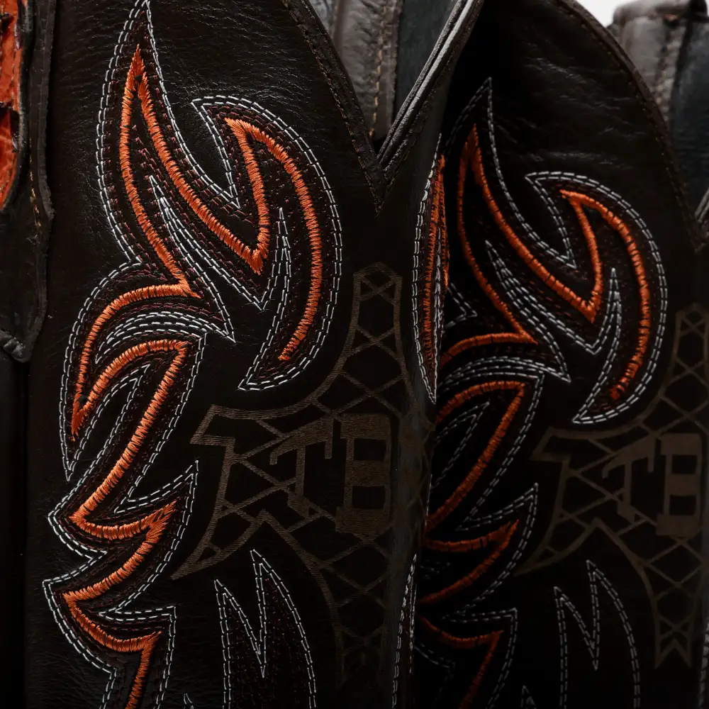 Cognac Python Leather Boots - Square Toe