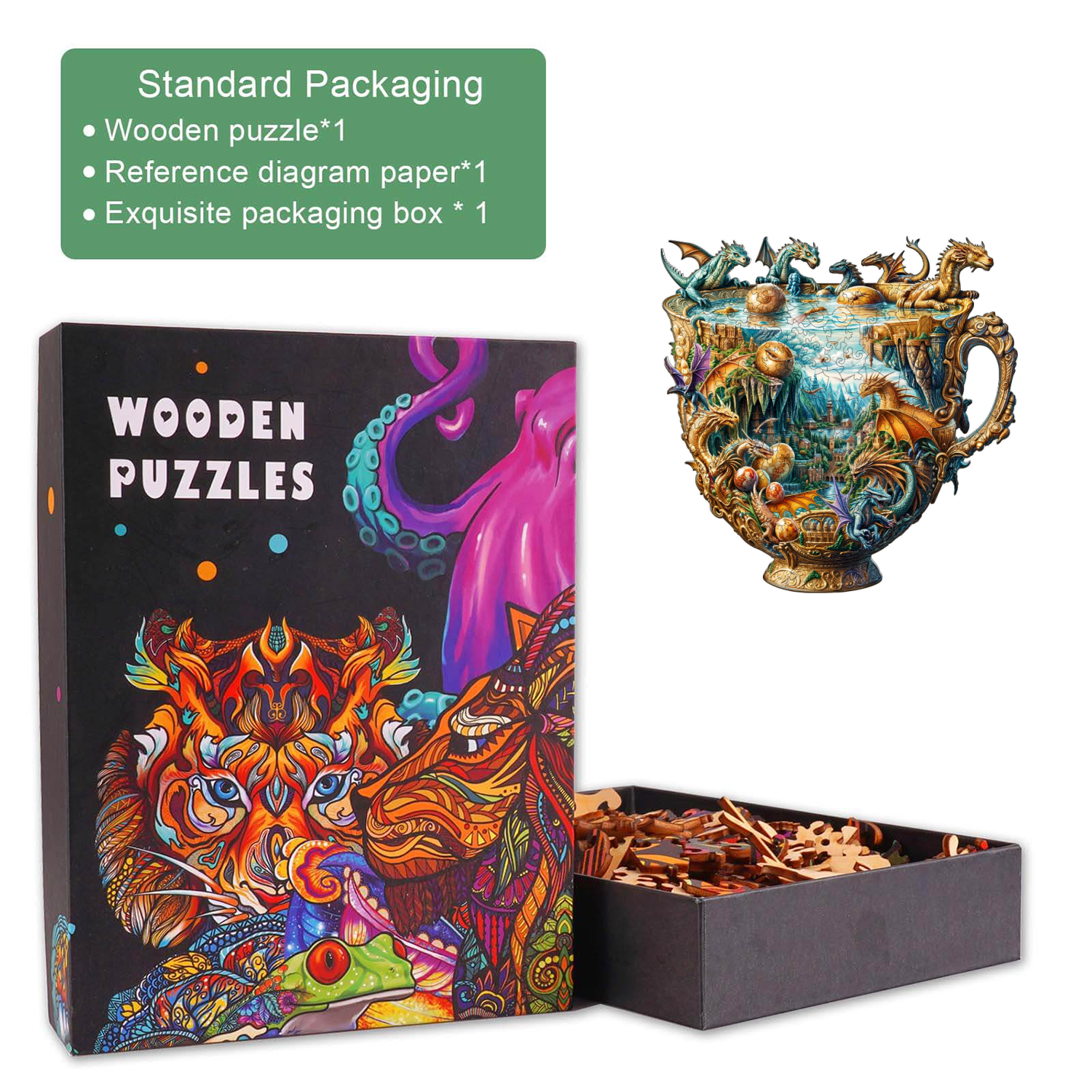 Dragon cup Wooden Jigsaw Puzzle