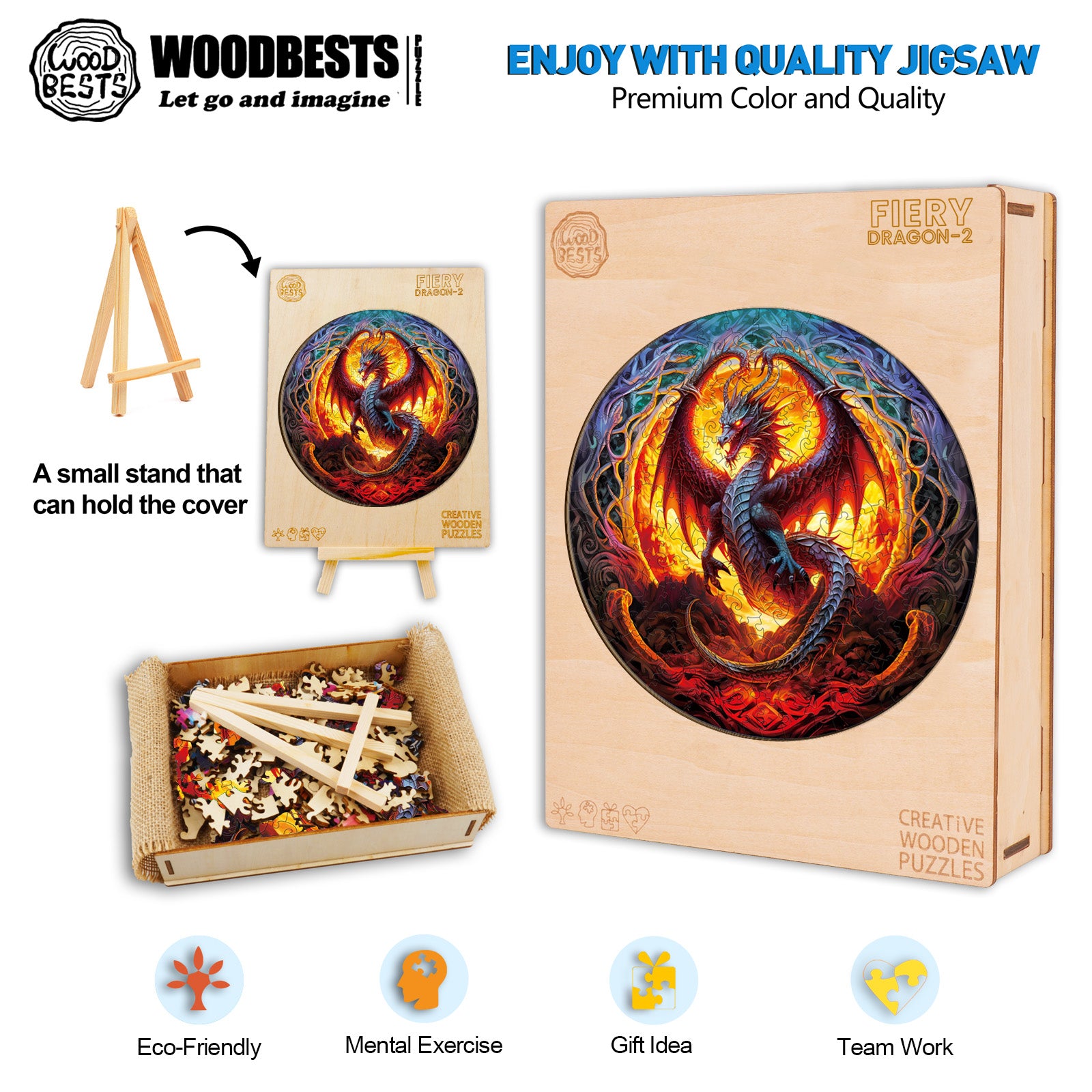 Fiery Dragon-2 Wooden Jigsaw Puzzle