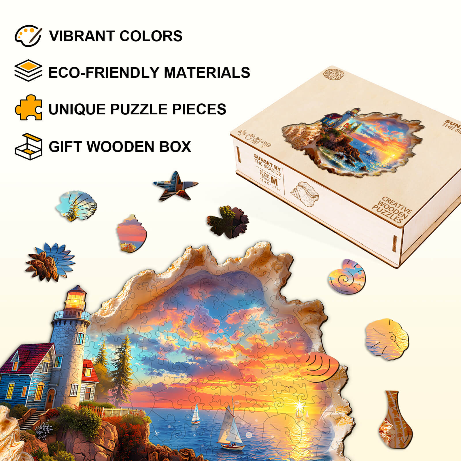 Sunset by the seaside Wooden Jigsaw Puzzle