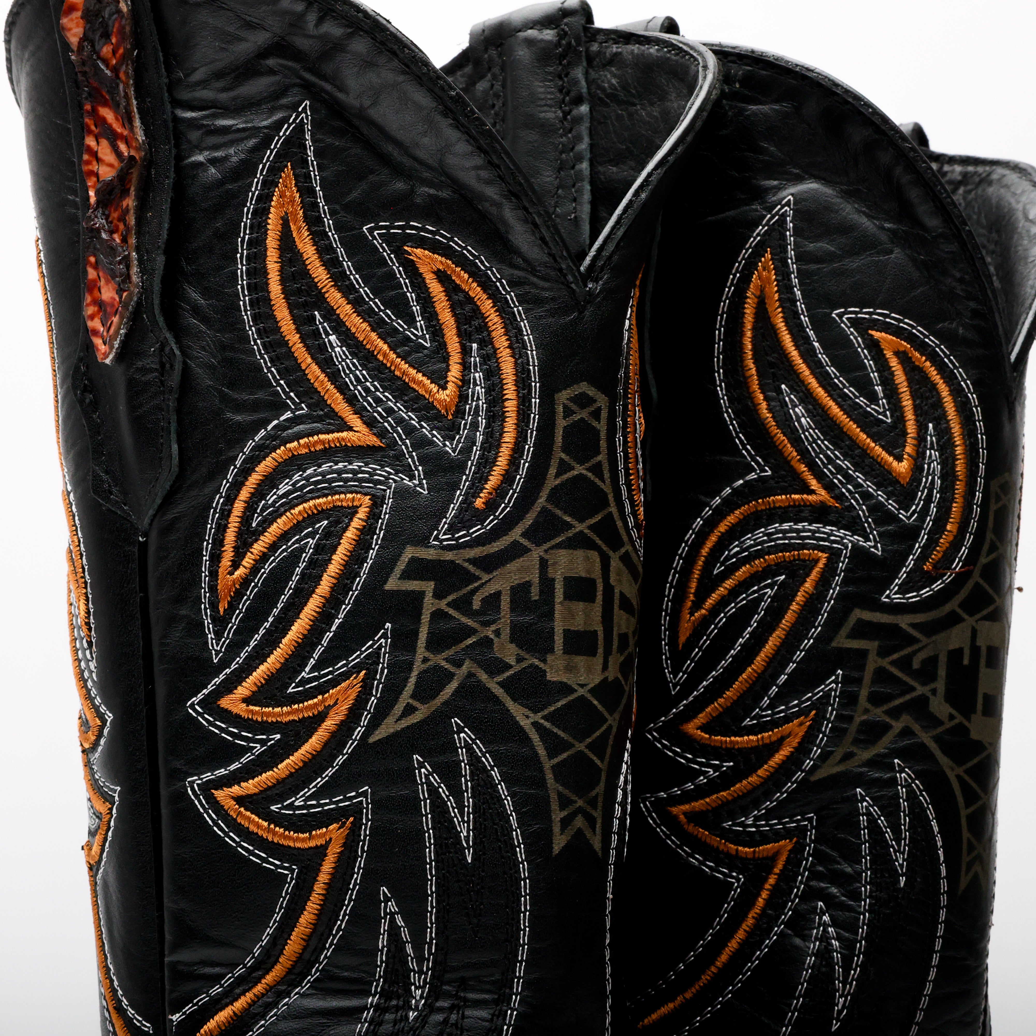 Cognac Jumbo Pirarucu Leather Boots - Square Toe