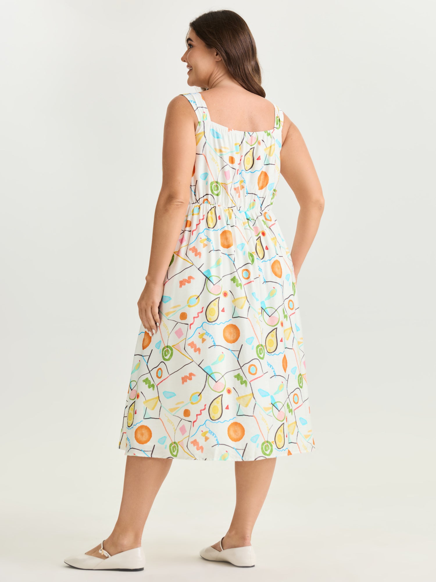 Supersoft Playful Abstract Print Midi Dress