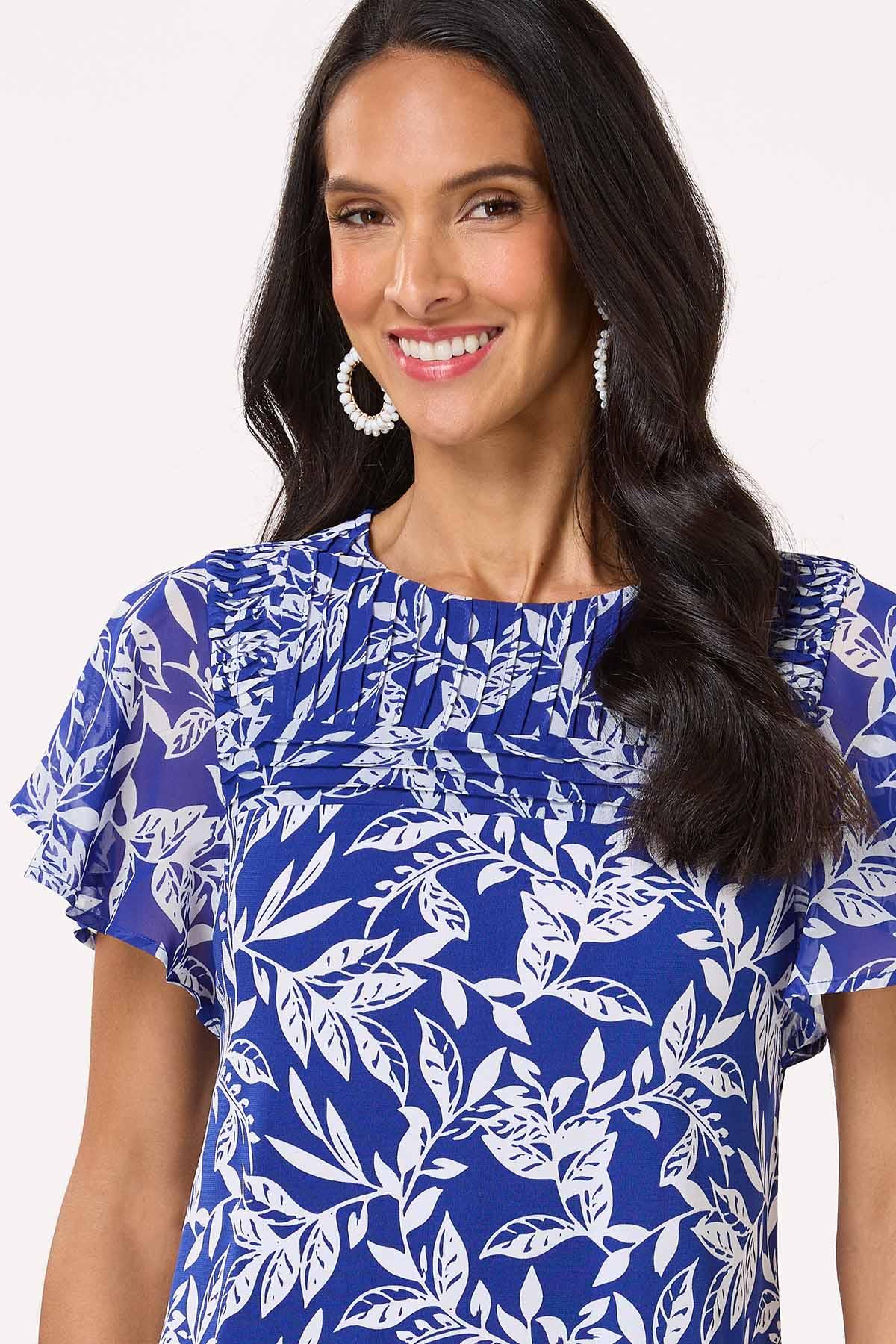 Pintuck Yoke Floral Top