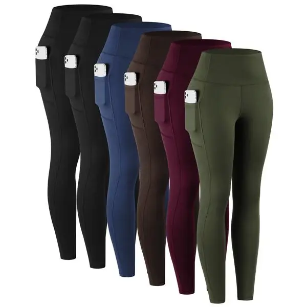 Women's high-waisted yoga pants with pockets.