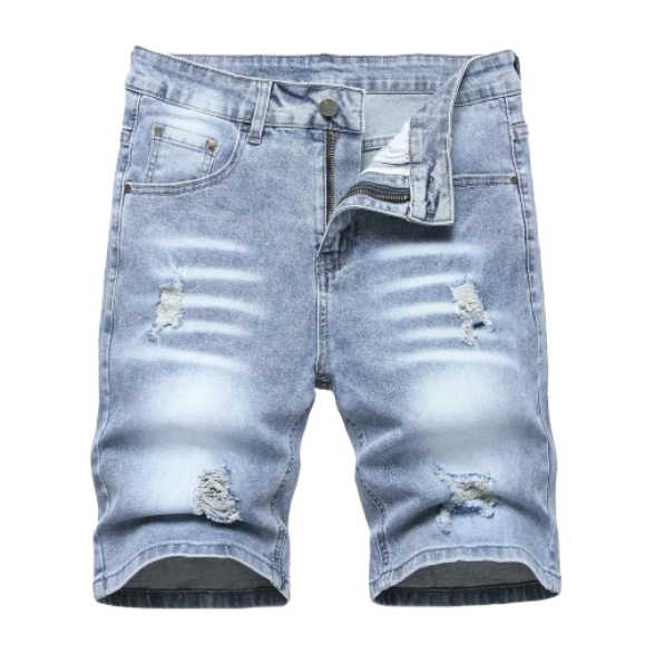 Men's Slim Fit Stretch Denim Shorts Ripped Skinny Jean Shorts for