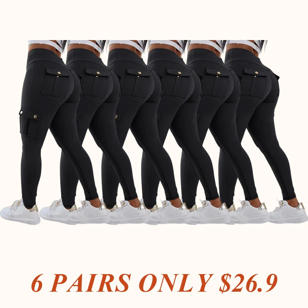 Womens Butt Lifting Leggings with Flap Pockets High